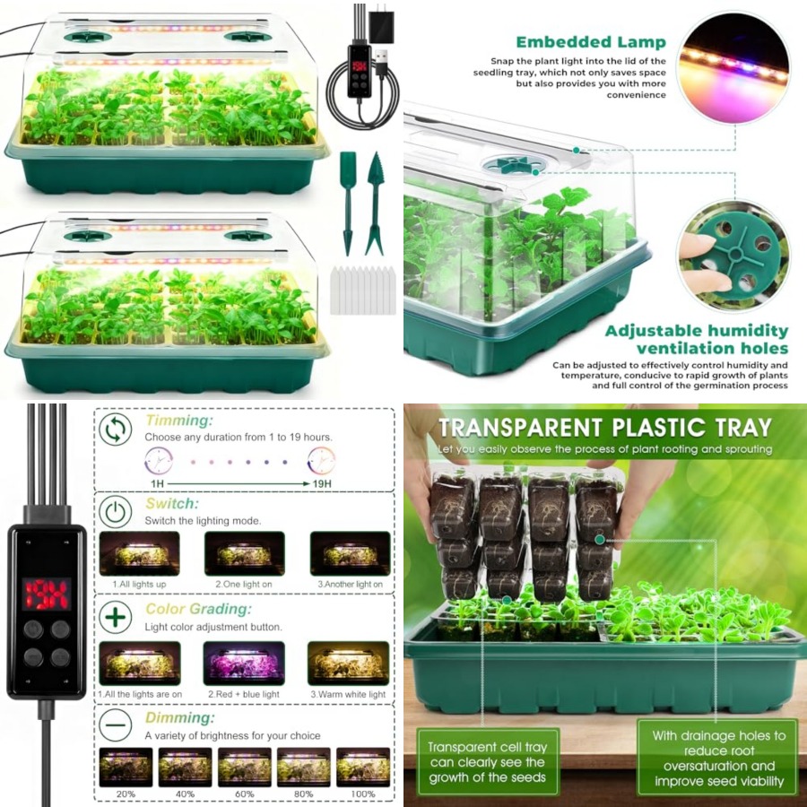 صينية بذور مع إضاءة للنمو، طقم - مراجعة Humidity Dome Kit وسعره